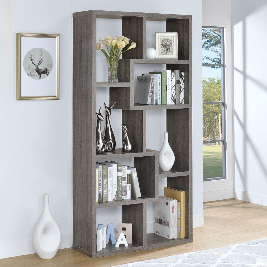 Coaster - 10-shelf Geometric Bookcase