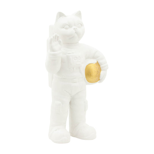 Ceramic 12" Astro Cat Deco - White/Gold