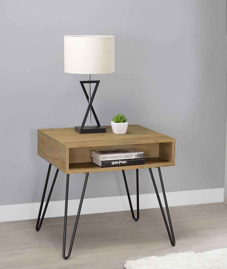 Fanning - Square End Table With Open Compartment - Light Brown