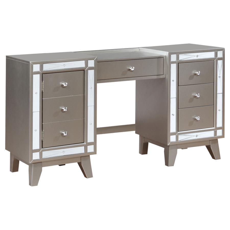 Leighton Vanity Table Set with Stool Metallic Mercury