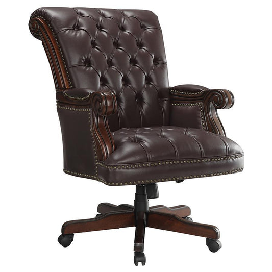 Calloway - Tufted Adjustable Height Office Chair - Brown