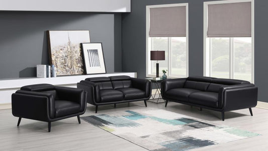 Shania - 3 Piece Living Room Set (Sofa, Loveseat And Chair) - Black