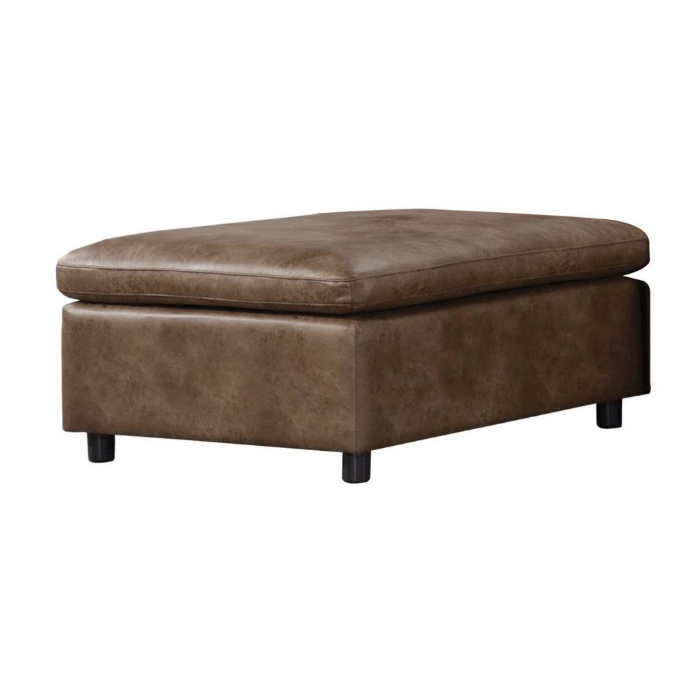 Audrey - Ottoman - 2-Tone Mocha Polished Microfiber