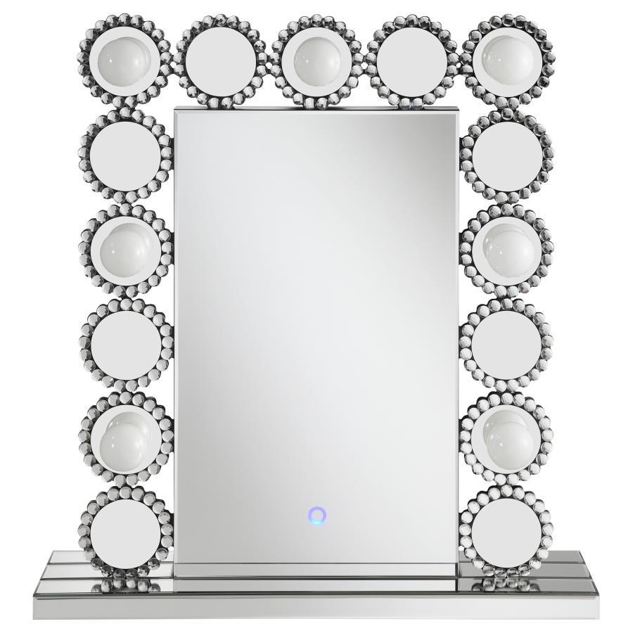 Aghes - Accent Mirror With 7 Led Lights - Pearl Silver