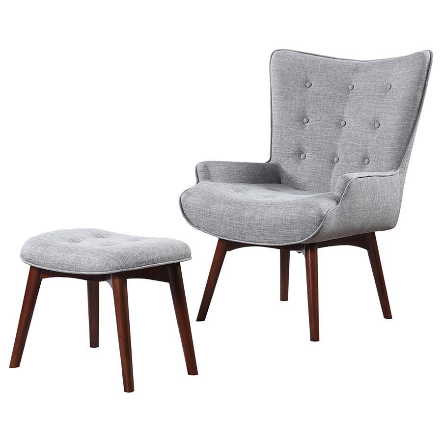 Willow - Upholstered Accent Chair With Ottoman - Pearl Silver