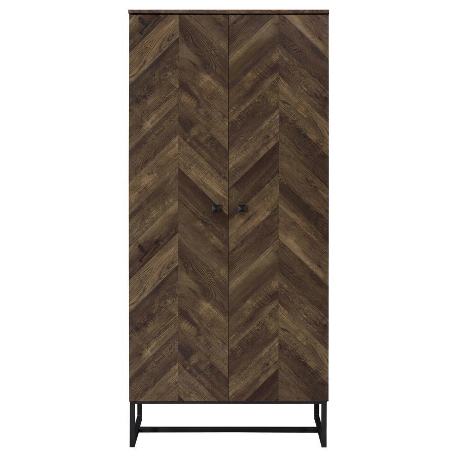 Carolyn - Accent Cabinet With Herringbone - Pattern - Brown