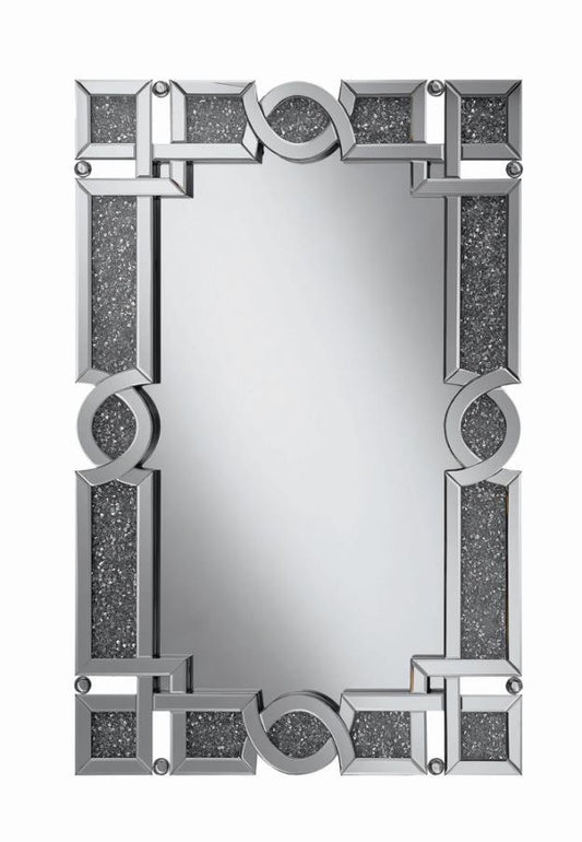 Jackie - Interlocking Wall Mirror With Iridescent Panels And Beads - Pearl Silver