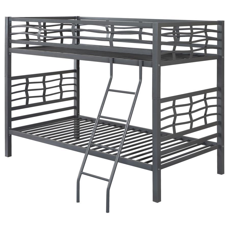 Fairfax - Twin over Twin Bunk Bed With Ladder - Gray