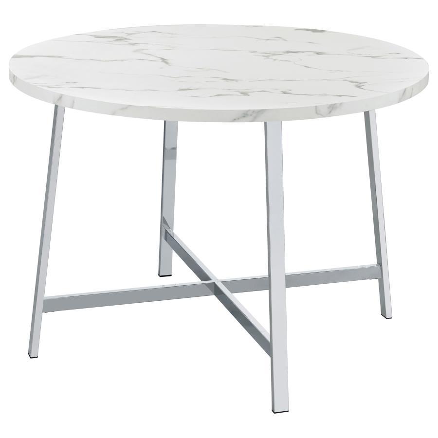 Dining Table - Faux Marble / Chrome