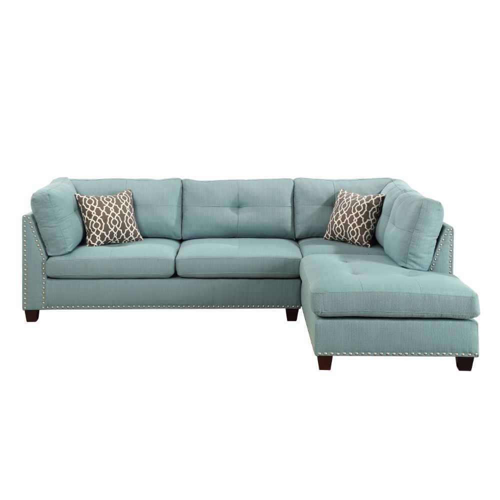 Laurissa - Sectional Sofa - Light Teal Linen - 35"