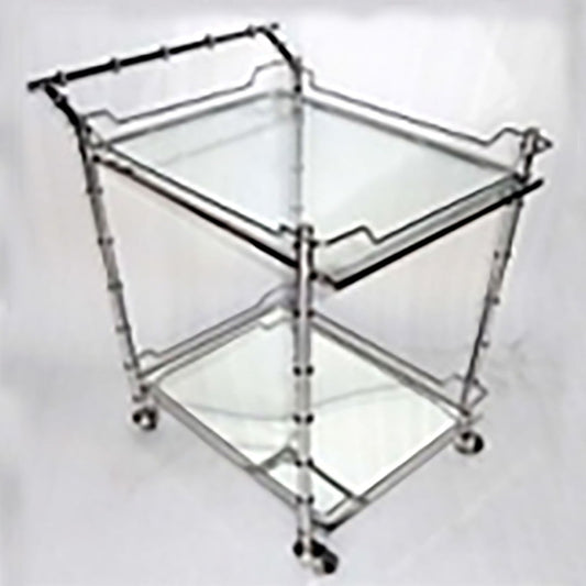 Two Tier Rolling Bar Cart 30" - Silver