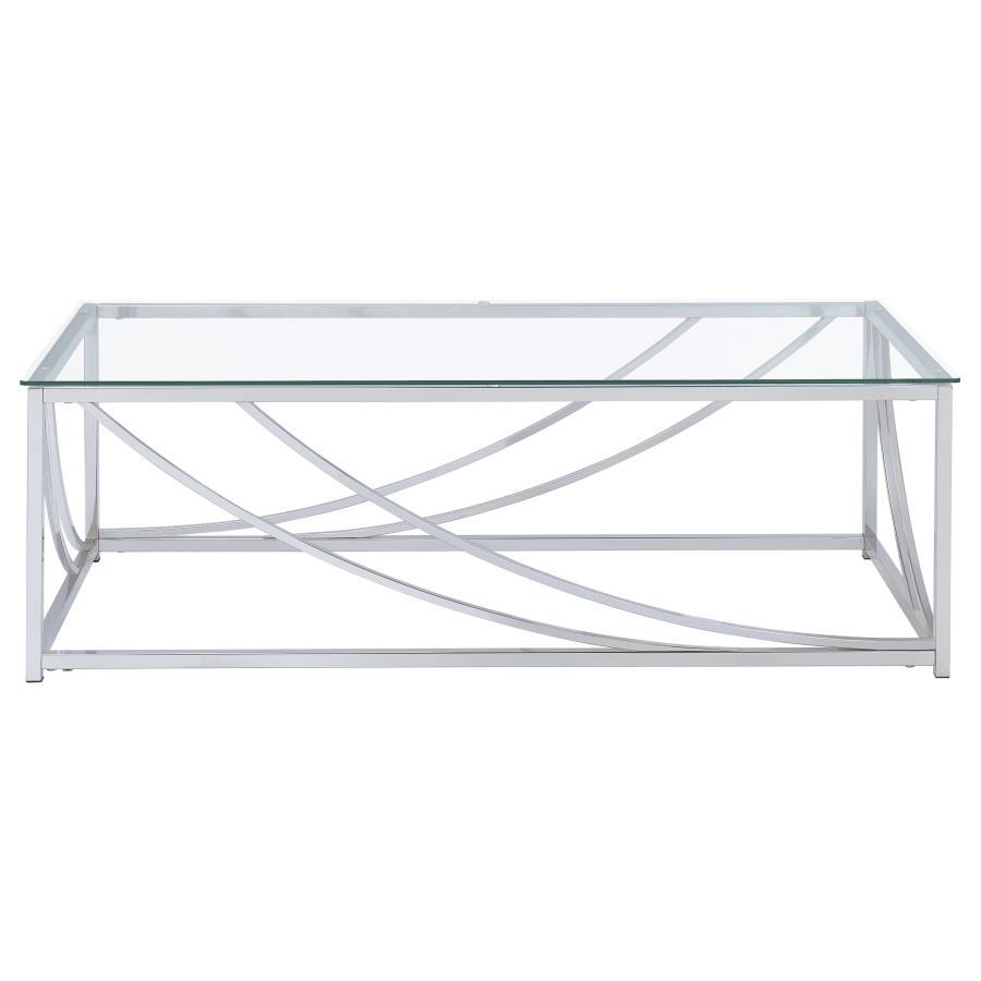 Lille - Glass Top Rectangular Coffee Table - Pearl Silver