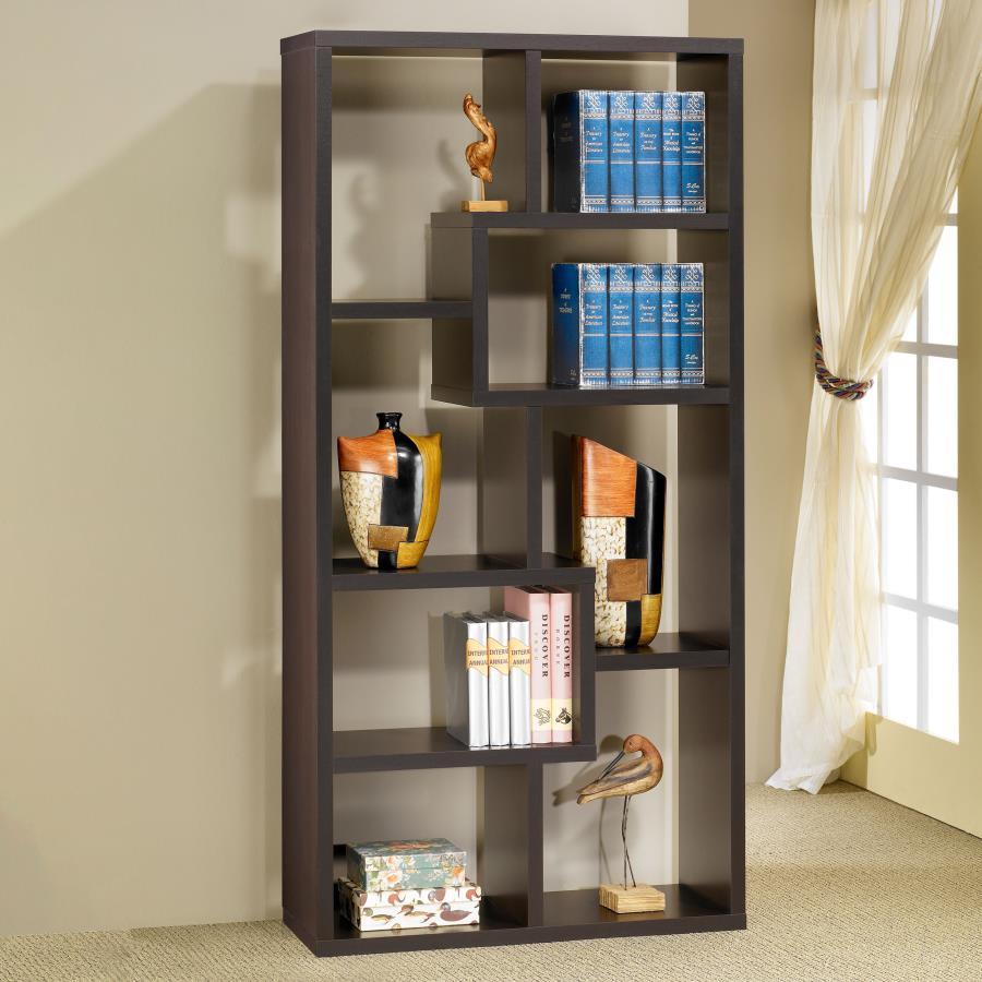 Coaster - 10-shelf Geometric Bookcase