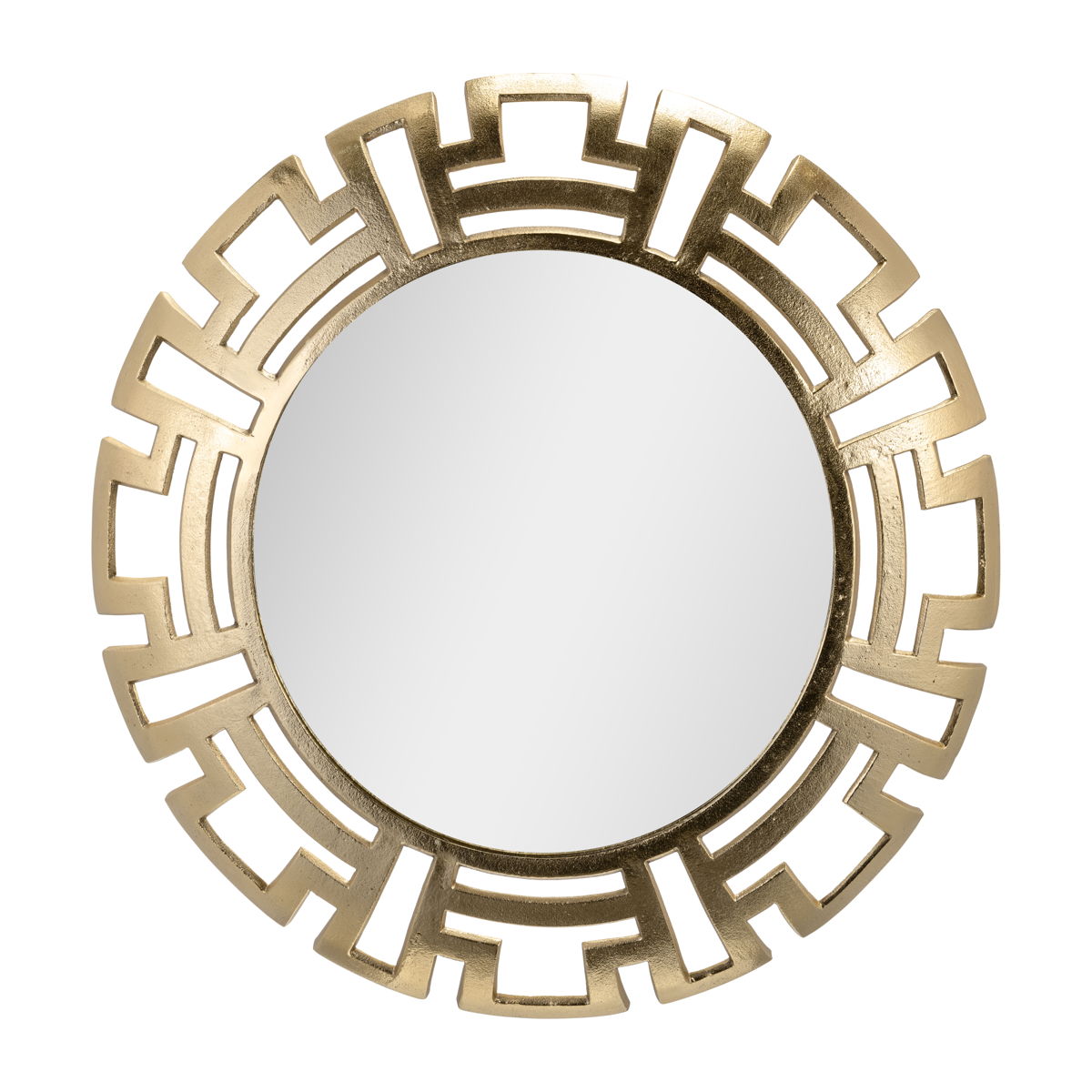 Metal Tribal Round Mirror 24" - Gold