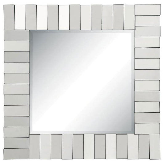Tanwen - Square Wall Mirror With Layered Panel - Pearl Silver