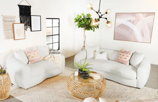 Isabella - 2 Piece Living Room Set (Sofa and Loveseat) - White