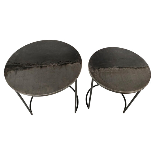 Iron Round Side Tables 22 / 24" (Set of 2) - Black Pearl