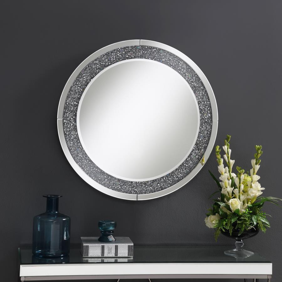 Lixue - Round Wall Mirror With Led Lighting - Pearl Silver