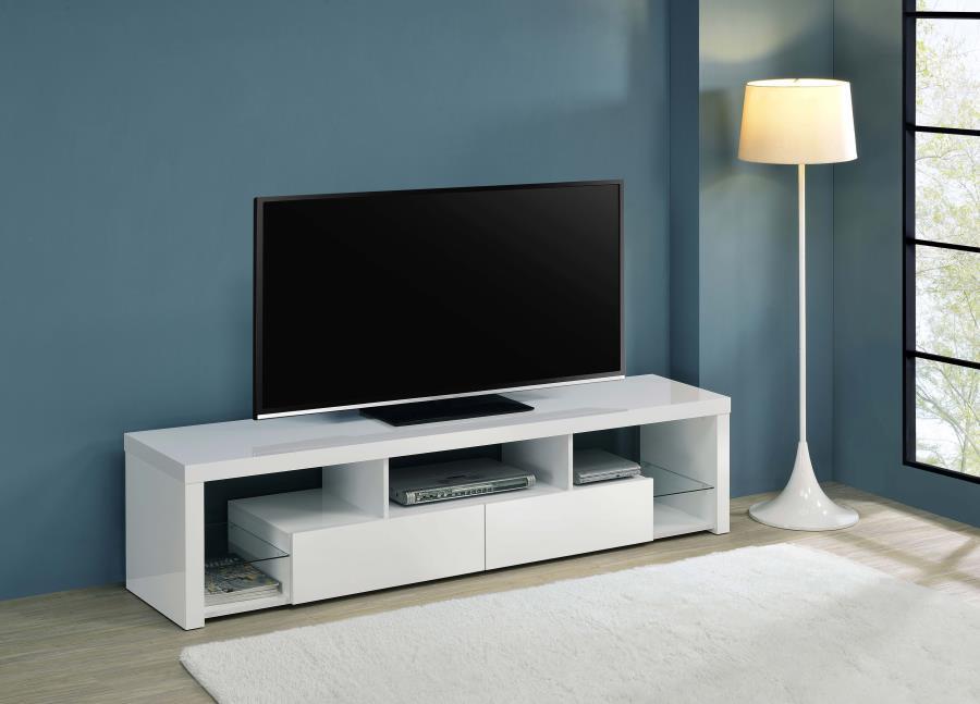 Jude 2-drawer Engineered Wood 71" TV Stand High Gloss White