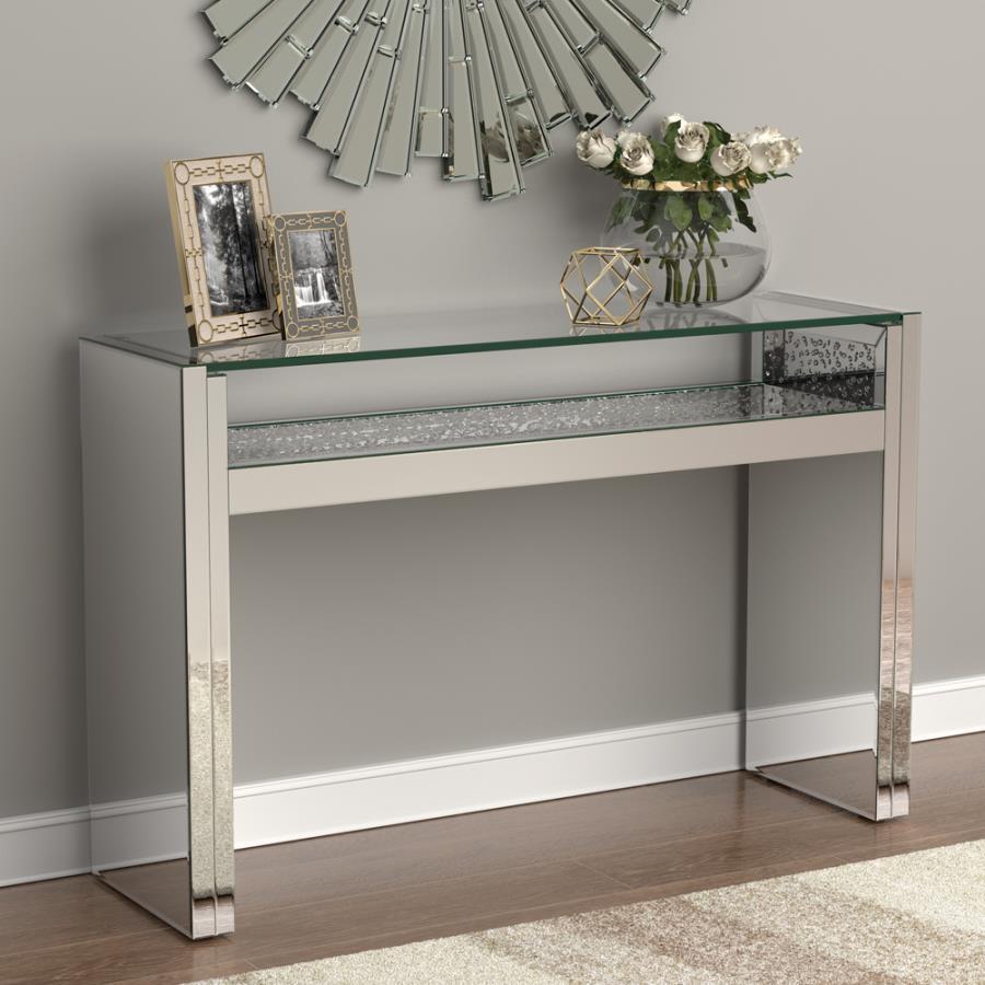 Edna - 1-Shelf Console Table - Pearl Silver