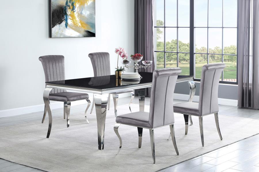 Carone - 5 Piece Dining Room Set - Pearl Silver - Glass