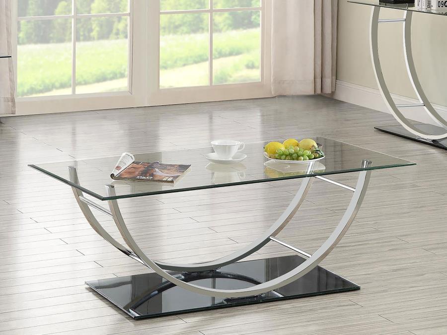 Danville - U-shaped Coffee Table - Pearl Silver