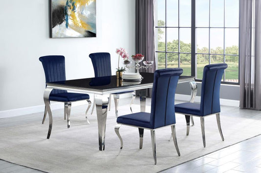 Carone - 5 Piece Dining Room Set - Blue - Glass