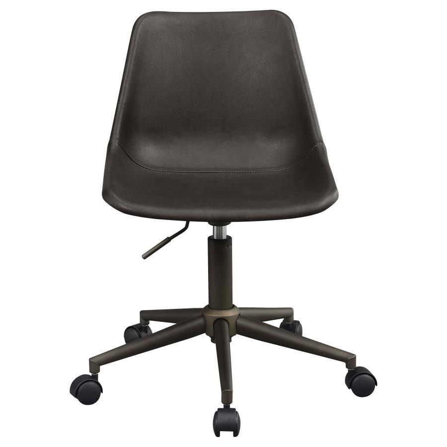 Carnell - Adjustable Height Office Chair With Casters - Brown