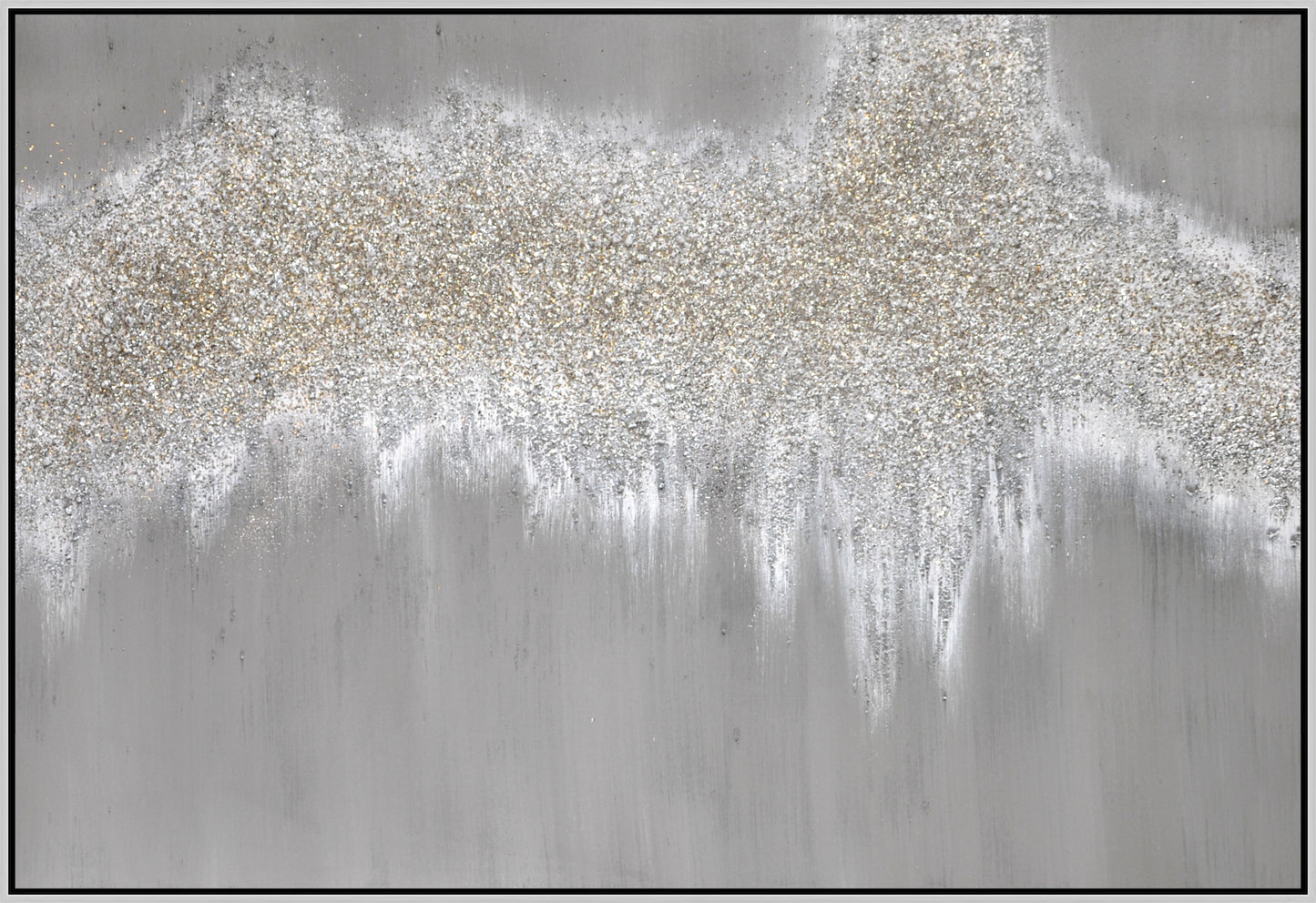 Hand Painted Textured Canvas Glitter In Frame 32 X 47