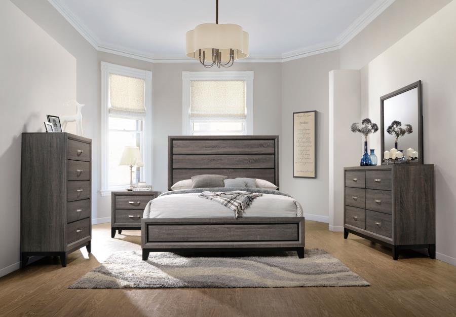 Watson - California King Bed 4 Piece Set - Gray Oak