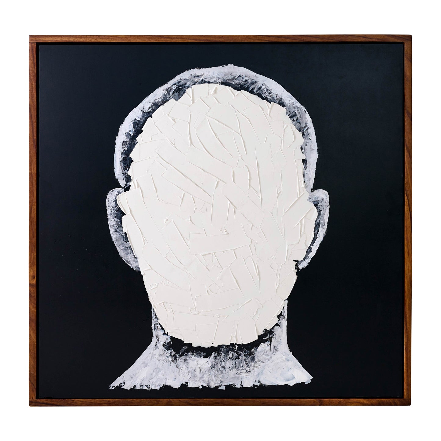 Hand Painted Blank Face Man 47X47 - Ivory / Black