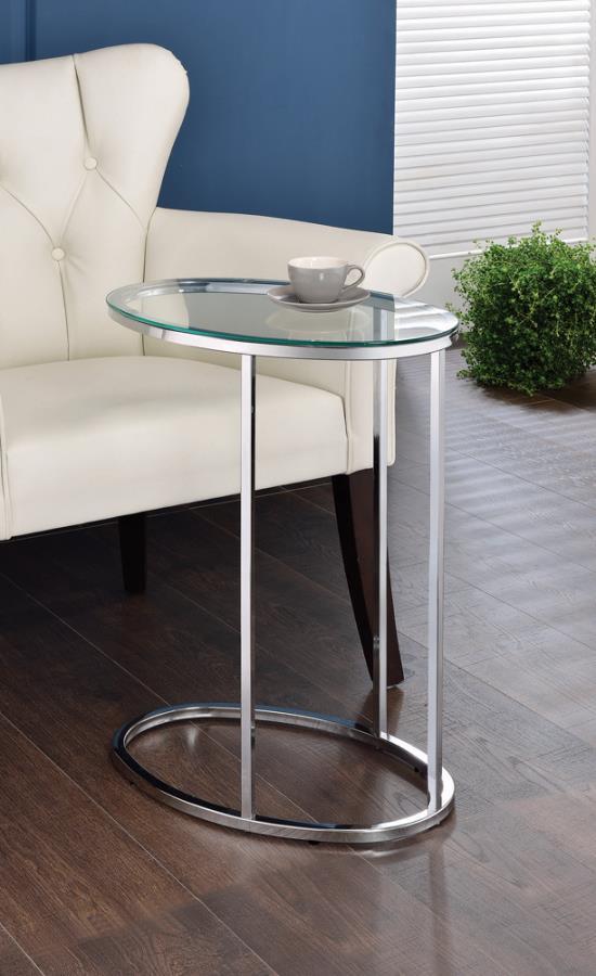 Kyle - Oval Snack Table - Pearl Silver