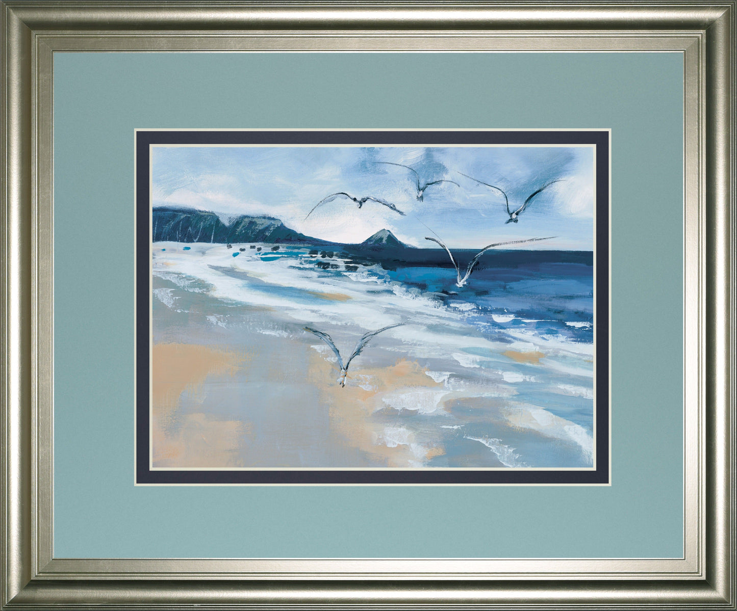 Pacific Breezes By Fitzsimmons, A - Framed Print Wall Art - Blue