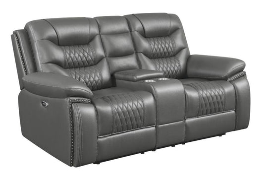 Flamenco - Tufted Upholstered Power Loveseat with Console