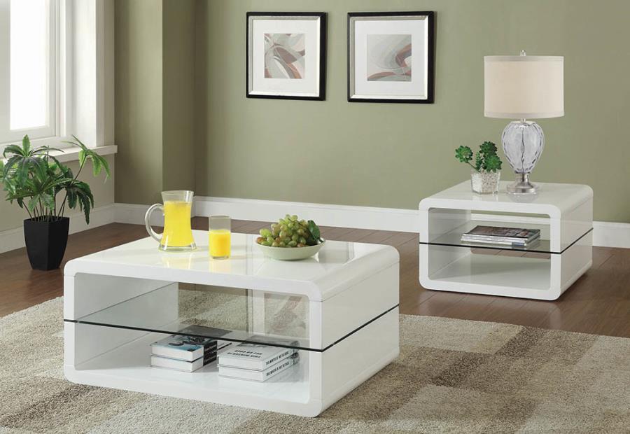 Elana - Square 2-Shelf End Table - White