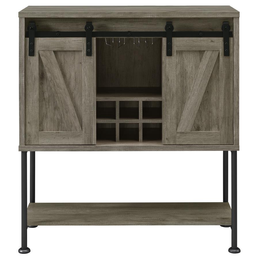 Claremont - Sliding Door Bar Cabinet With Lower Shelf - Pearl Silver