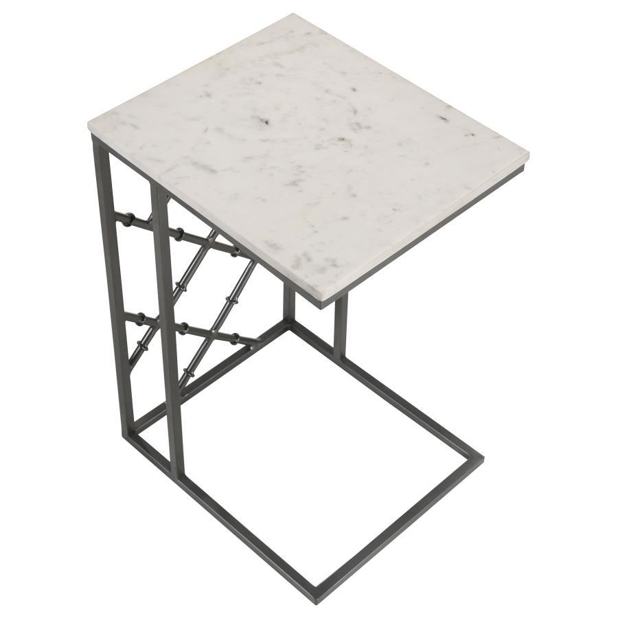 Angeliki - C-shape Accent Table - White And Gray