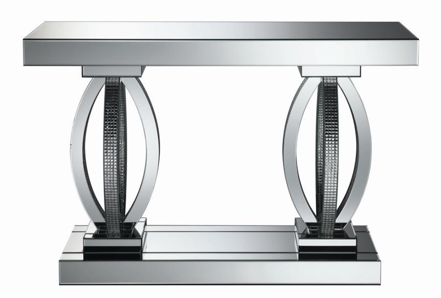 Amalia - Rectangular Sofa Table With Shelf - Pearl Silver