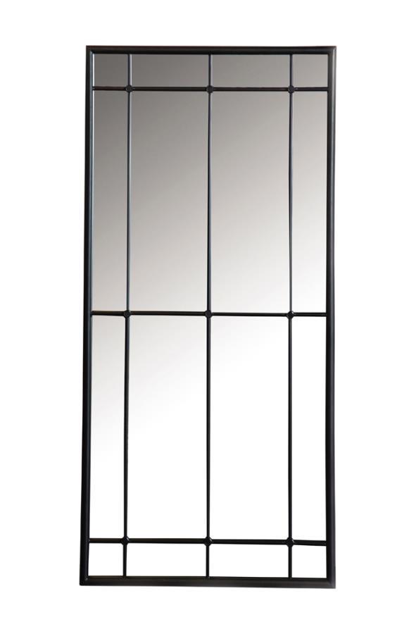 Annetta - Rectangular Window Pane Wall Mirror - Black