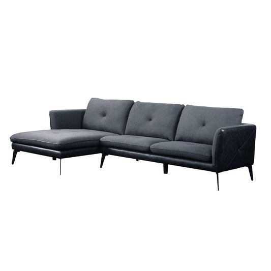 Harun - Sectional Sofa - Gray Fabric & PU