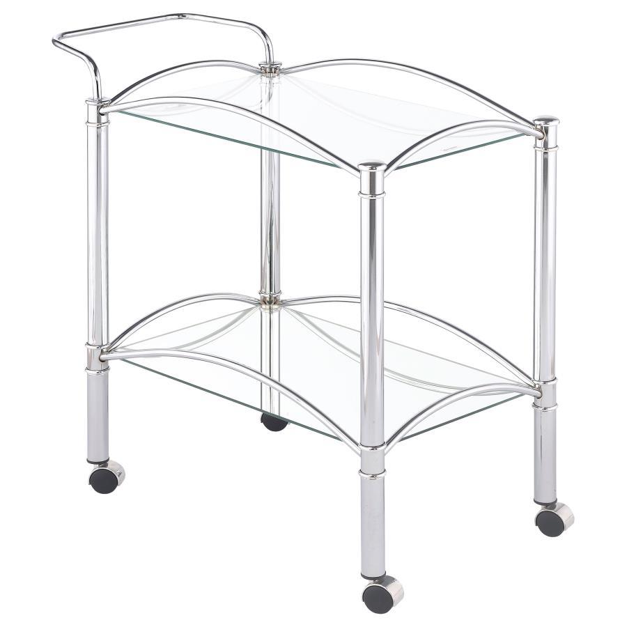 Shadix - 2-tier Serving Cart With Glass Top - Pearl Silver