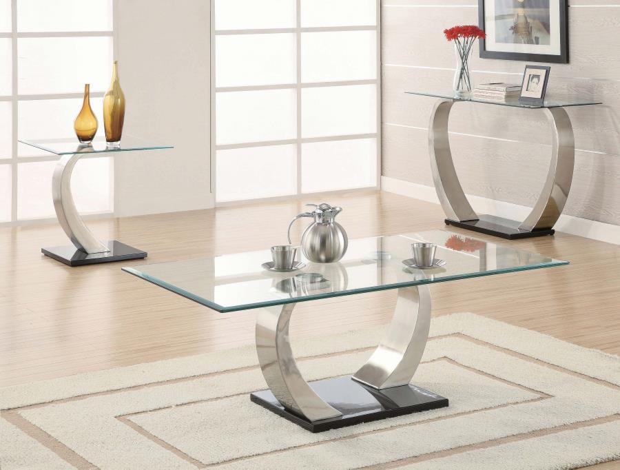 Pruitt - Glass Top Coffee Table - Pearl Silver