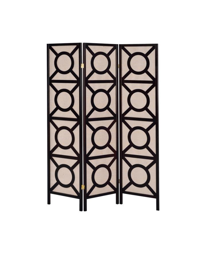 Vulcan - 3-panel Geometric Folding Screen - Brown