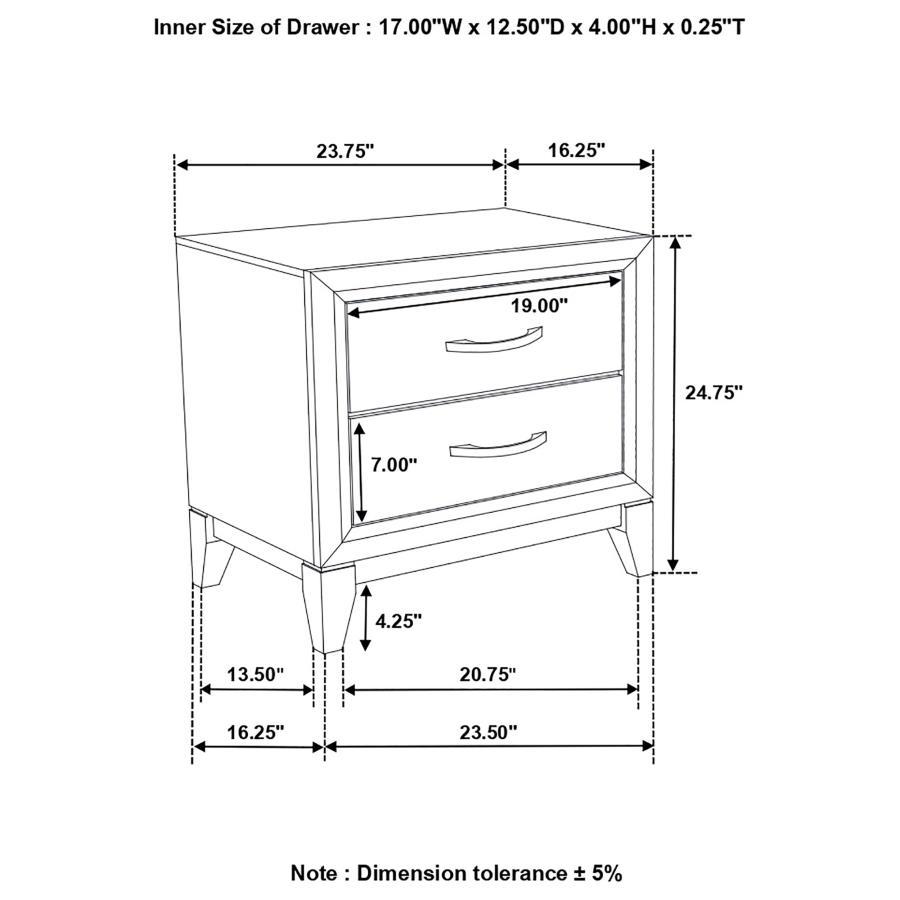 Watson 2-Drawer Nightstand - Grey