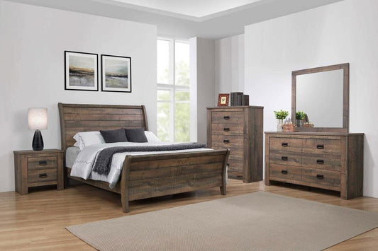 Frederick - California King Bed 4 Piece Set - Weathered Oak