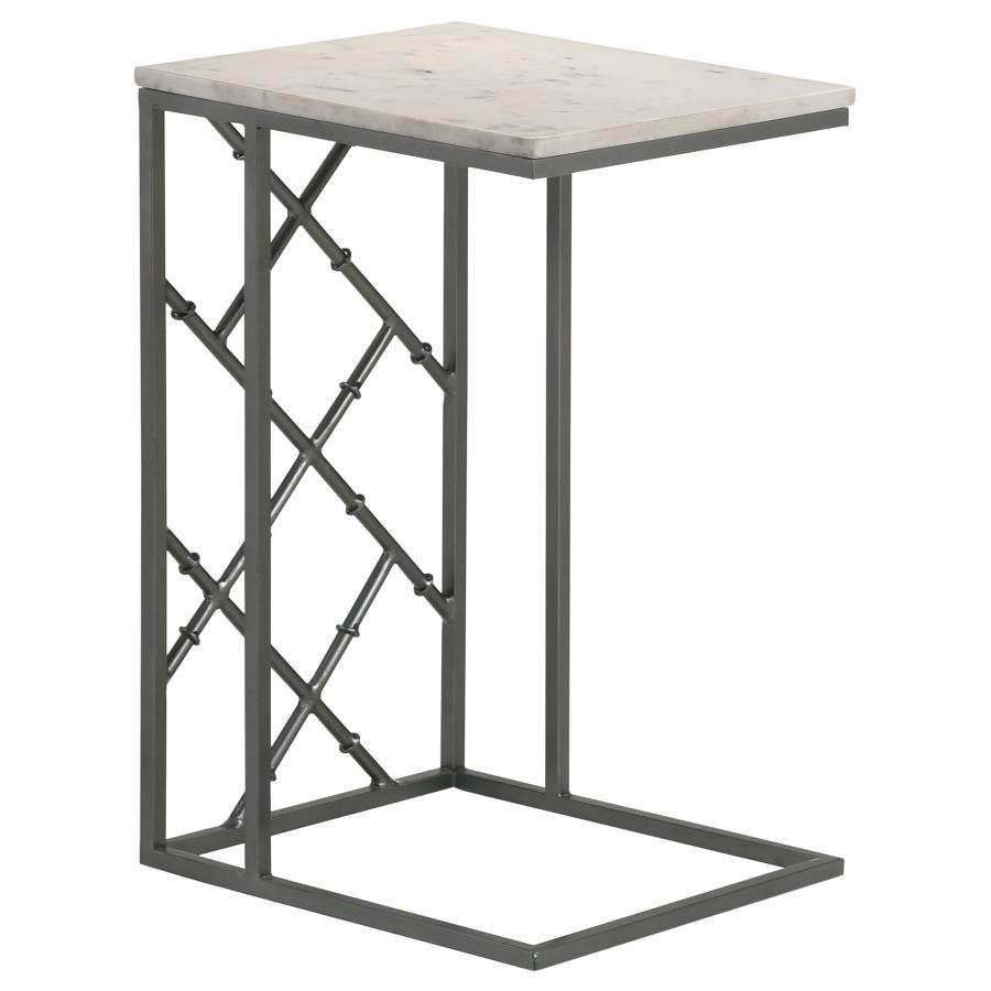 Angeliki - C-shape Accent Table - White And Gray