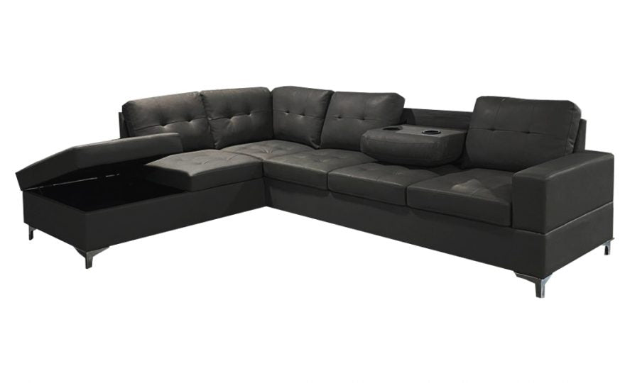 Antonella Faux Leather Sofa Sectional with Cup holders