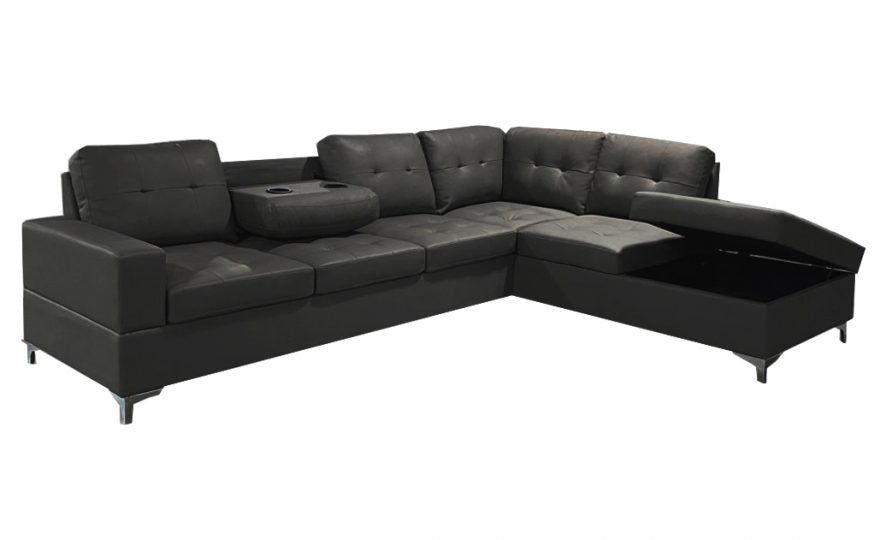 Antonella Faux Leather Sofa Sectional with Cup holders