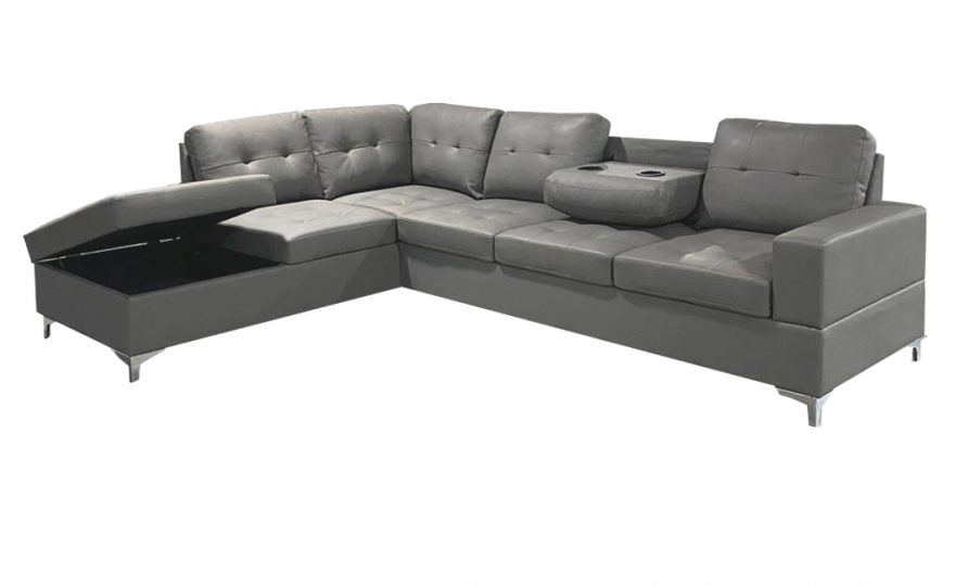 Antonella Faux Leather Sofa Sectional with Cup holders