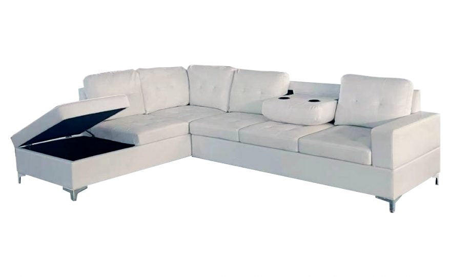 Antonella Faux Leather Sofa Sectional with Cup holders